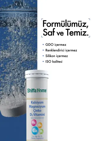 Shiffa Home Kalsiyum Magnezyum Çinko D3 Vitamini  - 20 Efervesan Tablet