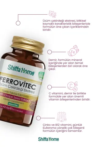 Shiffa Home Ferrovitec Üzüm Çekirdeği Ekstresi 60 Kapsül