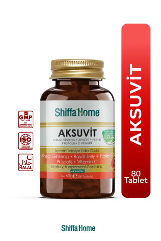Shiffa Home Aksuvit Kırmızı Ginseng Arı Sütü Polen Propolis C Vitamini Kompleks 80 Tablet