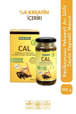 Aksuvital Kreatinli CAL Keçiboynuzu Pekmezli Arı Sütlü Zeytin Yapraklı Macun 300g