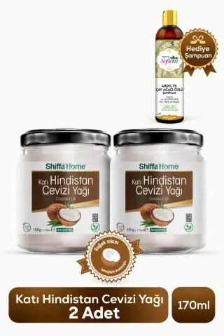 Shiffa Home Hindistan Cevizi Yağı 170ml 2 Adet + Hediye Şampuan