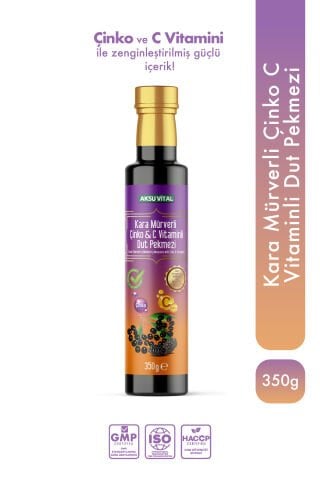 Aksuvital Kara Mürverli Çinko C Vitaminli Dut Pekmezi 350g