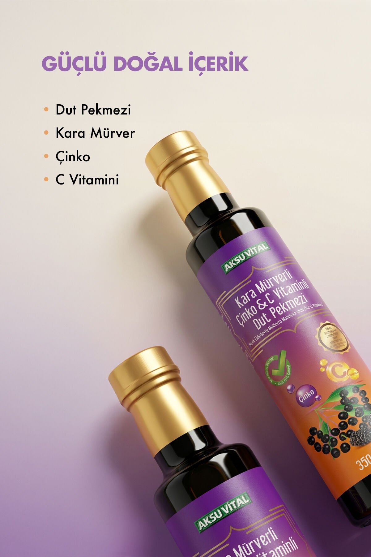 Kara Mürverli Çinko C Vitaminli Dut Pekmezi 350 gr. Aksuvital