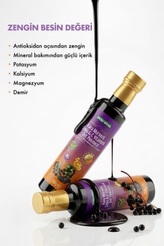 Aksuvital Kara Mürverli Çinko C Vitaminli Dut Pekmezi 350g