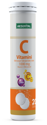 Aksuvital C Vitamini Çinko Efervesan 1000mg 20 Tablet