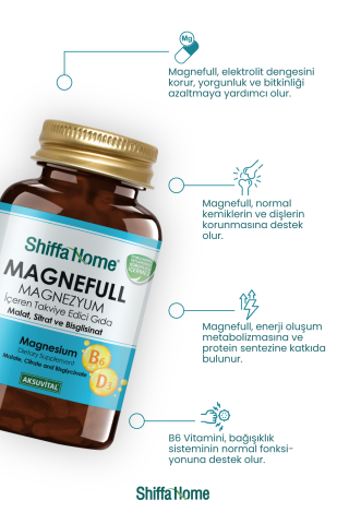 Shiffa Home MAGNEFULL Magnezyum Sitrat Bisglisinat Malat 60 Tablet
