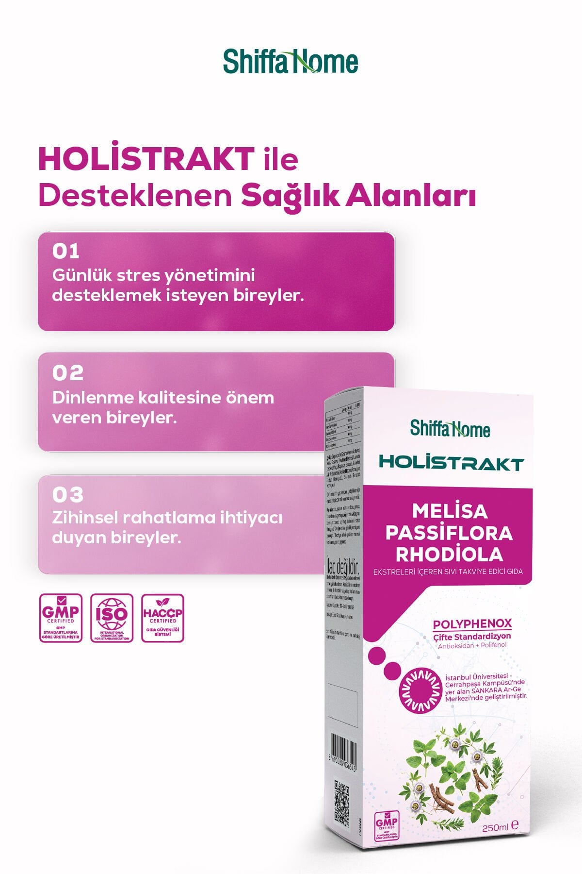HOLİSTRAKT - Melisa, Passiflora ve Rhodiola İçeren Sıvı Ekstrat 250 ML