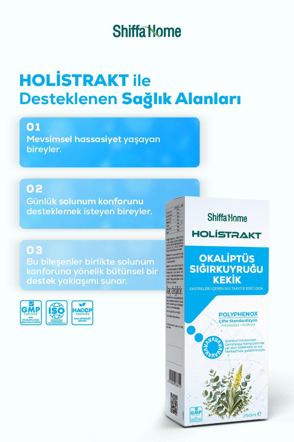 HOLİSTRAKT - Okaliptus, Sığırkuyruğu ve Kekik İçeren Sıvı Ekstrat 250 ML