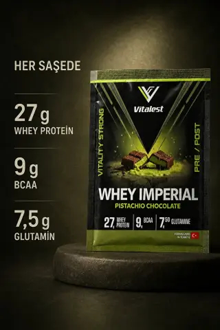 Vitalest Imperial Fıstıklı Çikolata Aromalı Whey Protein Tozu 38g Üçlü Şase